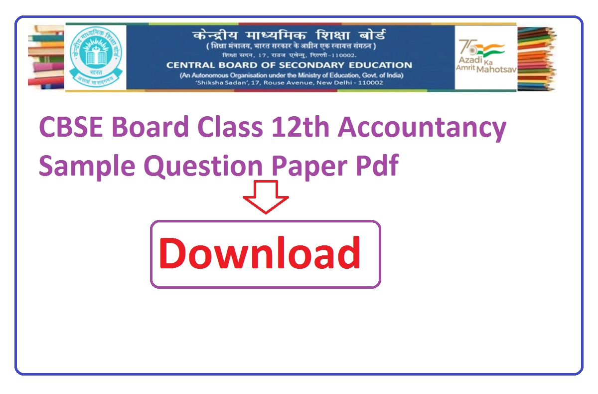 Cbse Board Class Th Accountancy Sample Question Paper Pdf