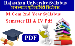 Rajasthan University M.Com 2nd Year Syllabus 2023 Semester III & IV Pdf Download